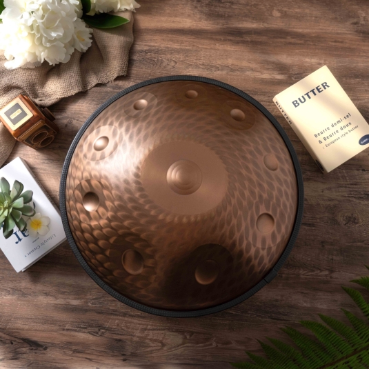 Trống Hand Pan (Hang Drum) 10 Nốt Thép Ember Họa Tiết Vảy Cá
