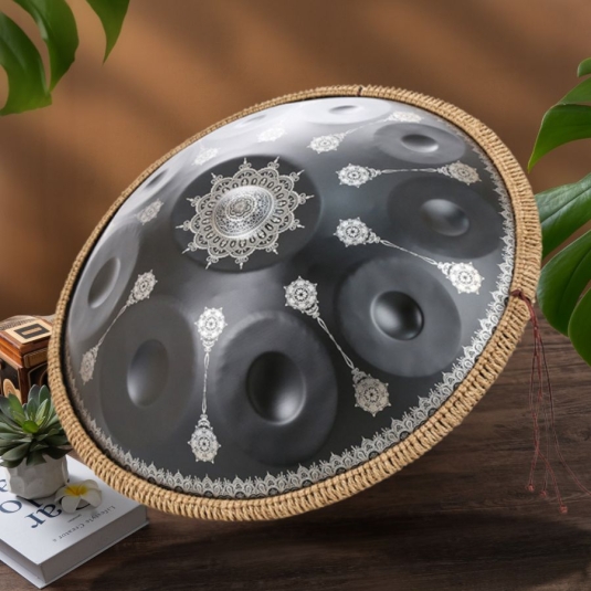 Hand pan 10 Nốt Mandala Màu Đen 432hz