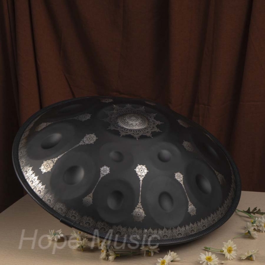 Hand pan 14 Nốt Mandala Màu Đen 432hz