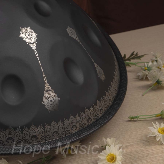 Hand pan 14 Nốt Mandala Màu Đen 432hz